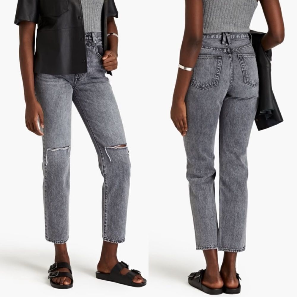 Slvrlake Sierra Grey Jeans Straight Leg Ankle Crop High Rise Size 26